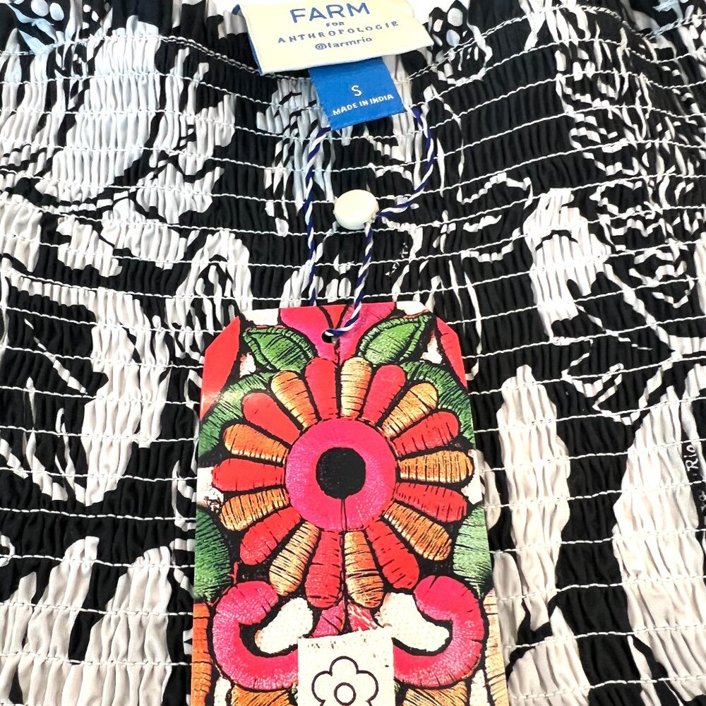 Farm Rio/Anthropologie Black and White Floral Midi Dress - Picture 6 of 9
